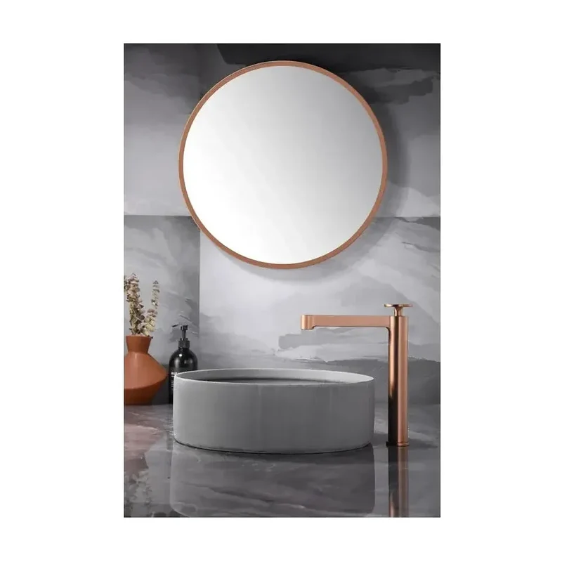Grifo monomando con caño alto para lavabo hecho de latón con acabado oro rosa cepillado Olimpo de Imex