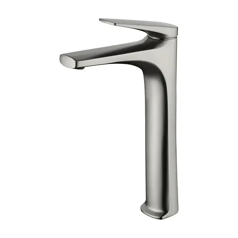 Grifo monomando con caño alto para lavabo hecho de acero inoxidable con acabado satinado Delos de Imex