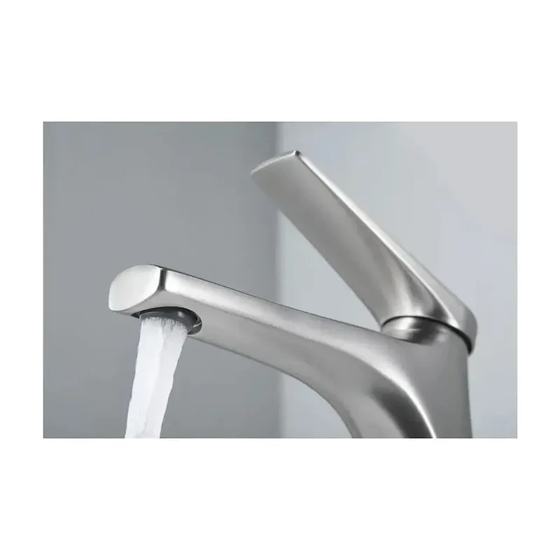 Grifo monomando con caño alto para lavabo hecho de acero inoxidable con acabado satinado Delos de Imex