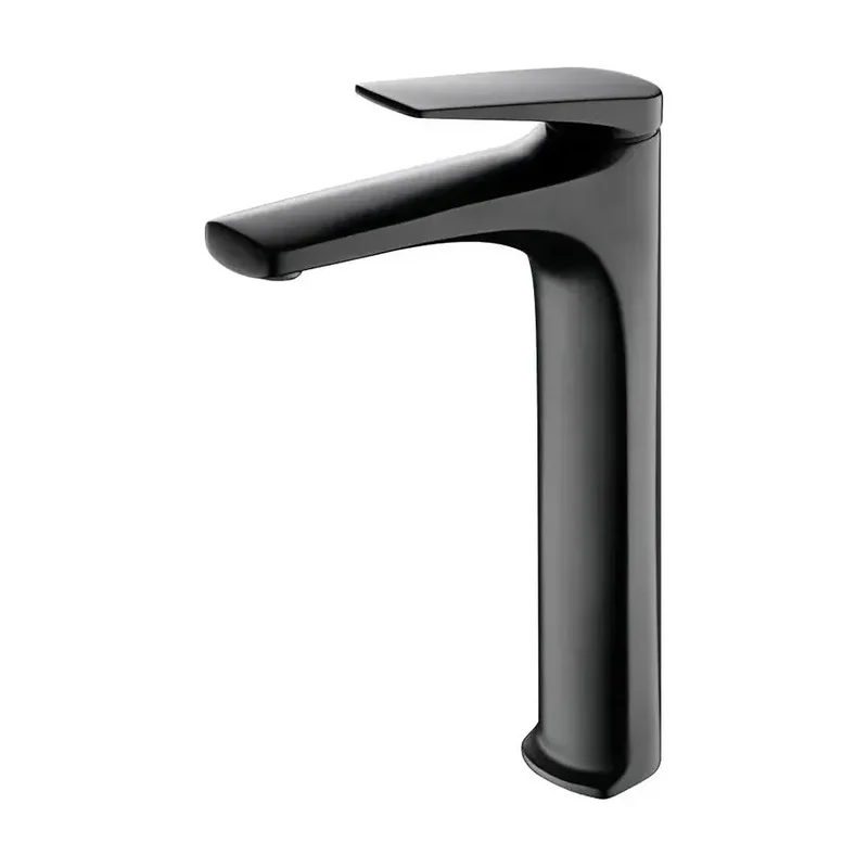 Grifo monomando con caño alto para lavabo fabricado en latón con acabado negro mate Delos de Imex