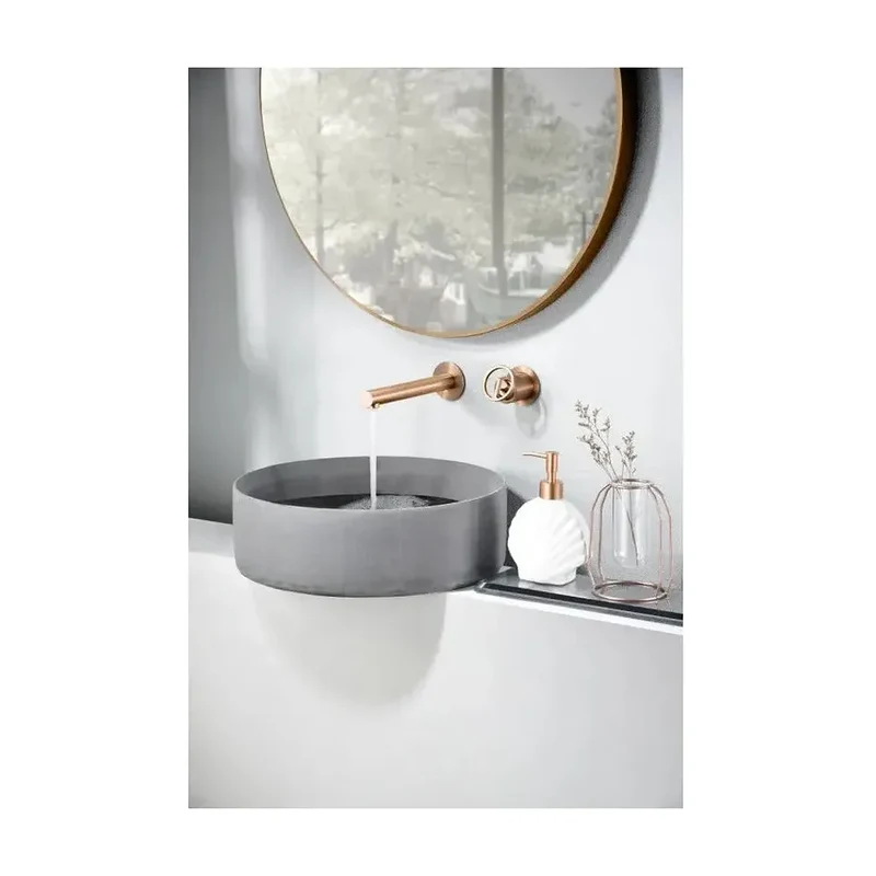 Grifo monomando empotrado para lavabo hecho de latón con acabado oro rosa cepillado Olimpo de Imex