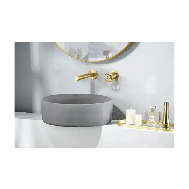 Grifo monomando empotrado para lavabo hecho de latón con acabado oro cepillado Olimpo de Imex