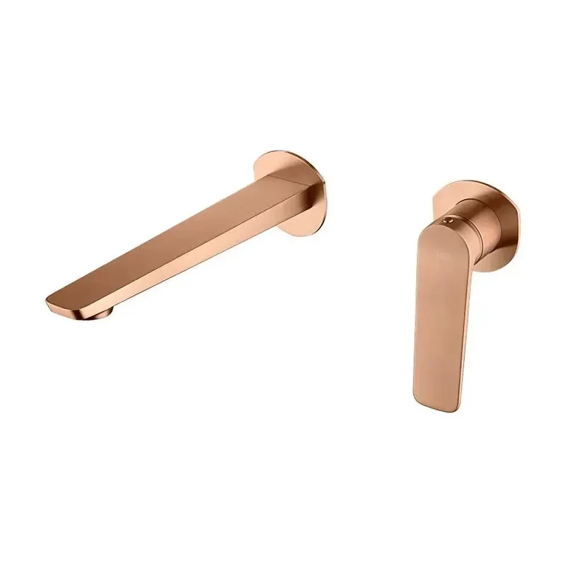 Grifo monomando empotrado para lavabo hecho de latón con acabado oro rosa cepillado Napoles de Imex