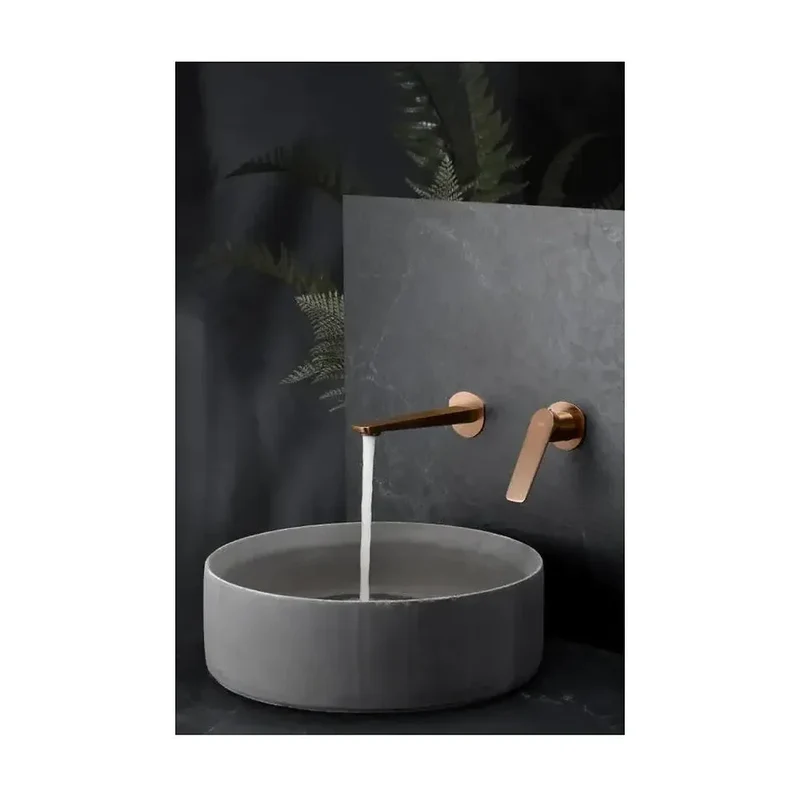 Grifo monomando empotrado para lavabo hecho de latón con acabado oro rosa cepillado Napoles de Imex