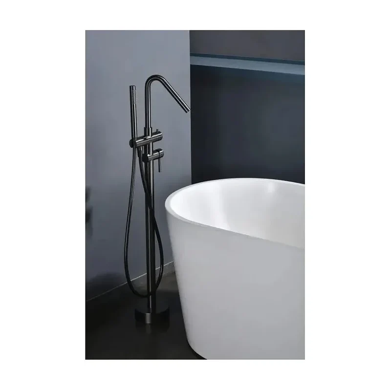 Grifo monomando de bañera con ducha de mano fabricado en latón con acabado black gun metal Corcega de Imex