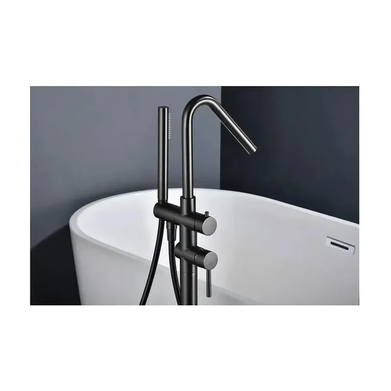 Grifo monomando de bañera con ducha de mano fabricado en latón con acabado black gun metal Corcega de Imex