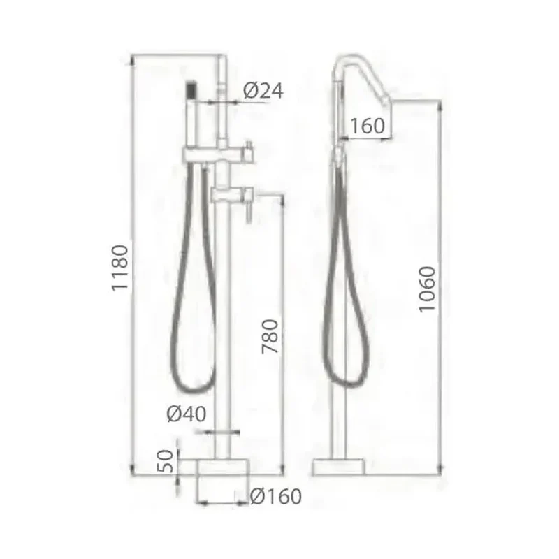 Grifo monomando de bañera con ducha de mano fabricado en latón con acabado black gun metal Corcega de Imex
