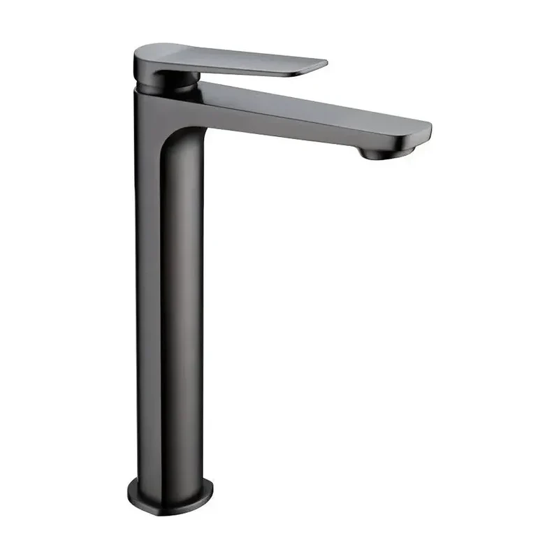 Grifo monomando con caño alto para lavabo fabricado en latón con acabado negro metalizado Napoles de Imex