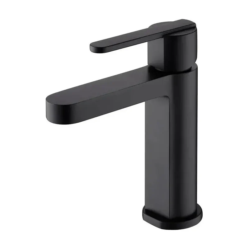 Grifo monomando sobre repisa para lavabo hecho de latón con acabado negro mate Roma de Imex
