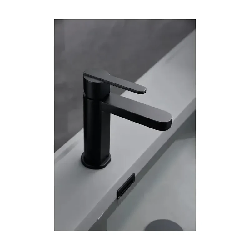 Grifo monomando sobre repisa para lavabo hecho de latón con acabado negro mate Roma de Imex