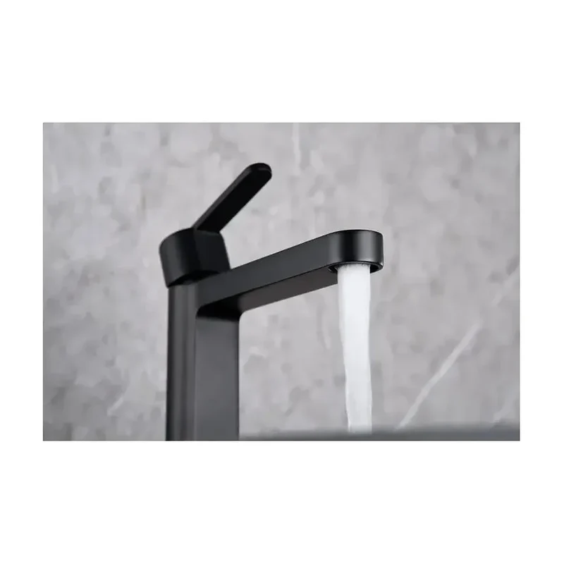 Grifo monomando sobre repisa para lavabo hecho de latón con acabado negro mate Roma de Imex