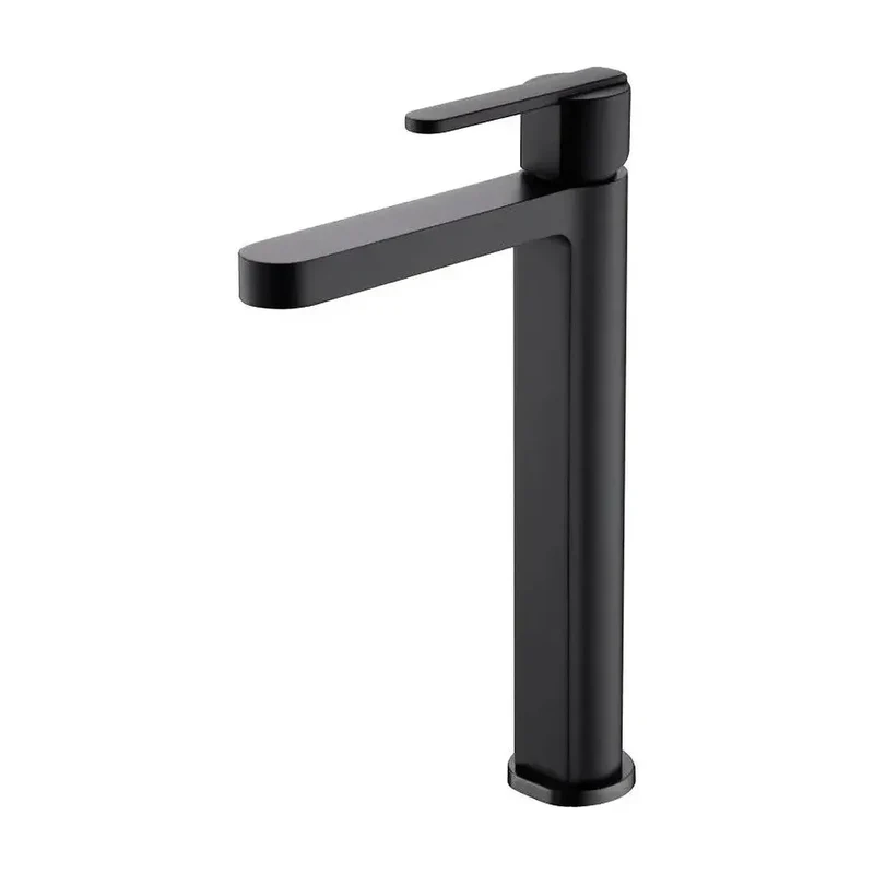 Grifo monomando con caño alto para lavabo hecho de latón con acabado negro mate Roma de Imex