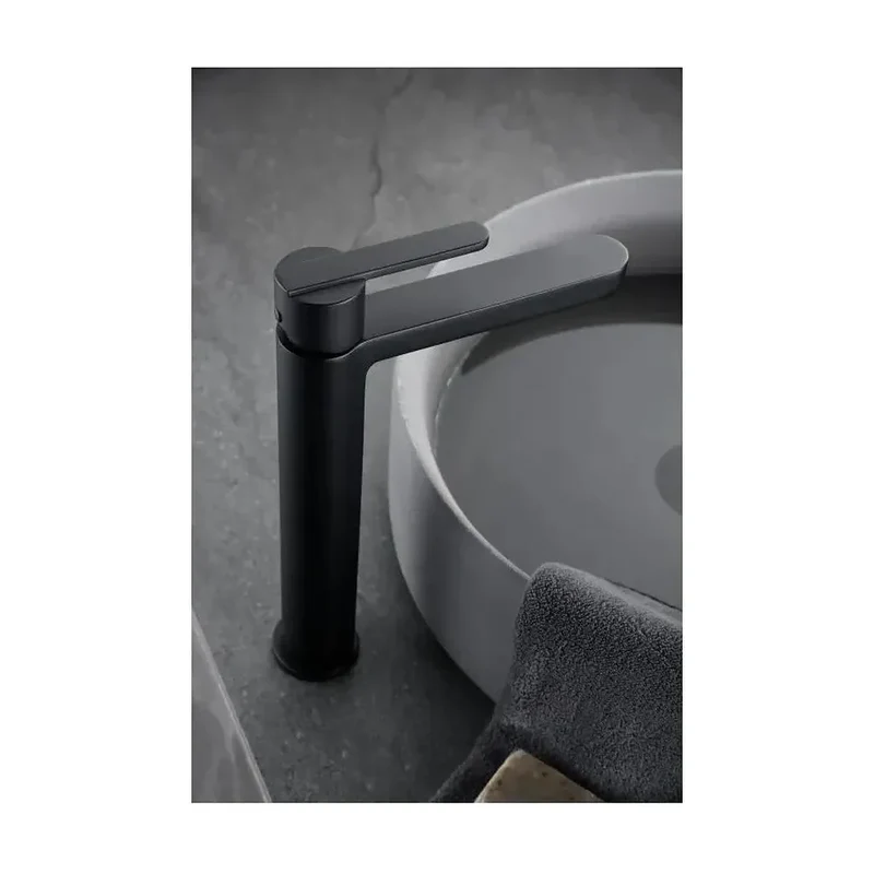 Grifo monomando con caño alto para lavabo hecho de latón con acabado negro mate Roma de Imex