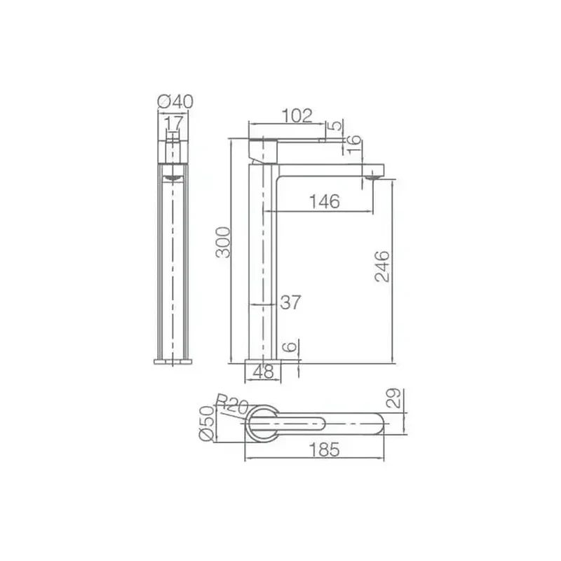 Grifo monomando con caño alto para lavabo hecho de latón con acabado negro mate Roma de Imex