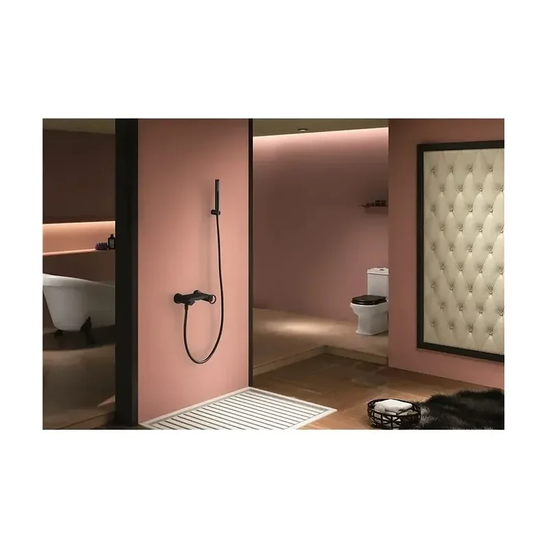 Grifo monomando de ducha con un diseño empotrable y un acabado negro mate Olimpo de Imex