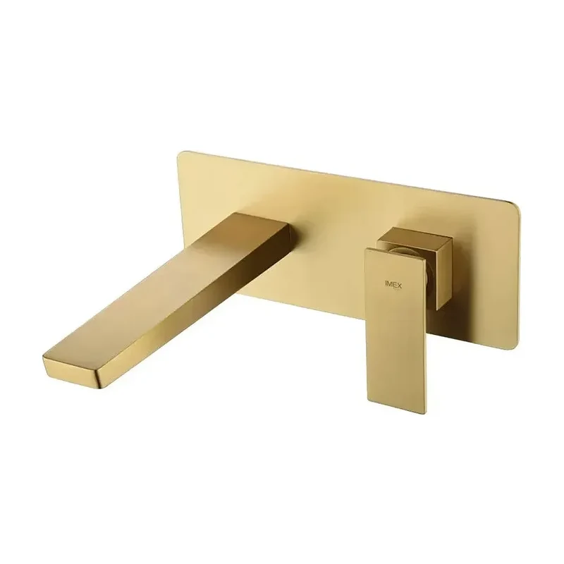 Grifo monomando empotrado para lavabo hecho de latón con acabado oro cepillado Pisa de Imex