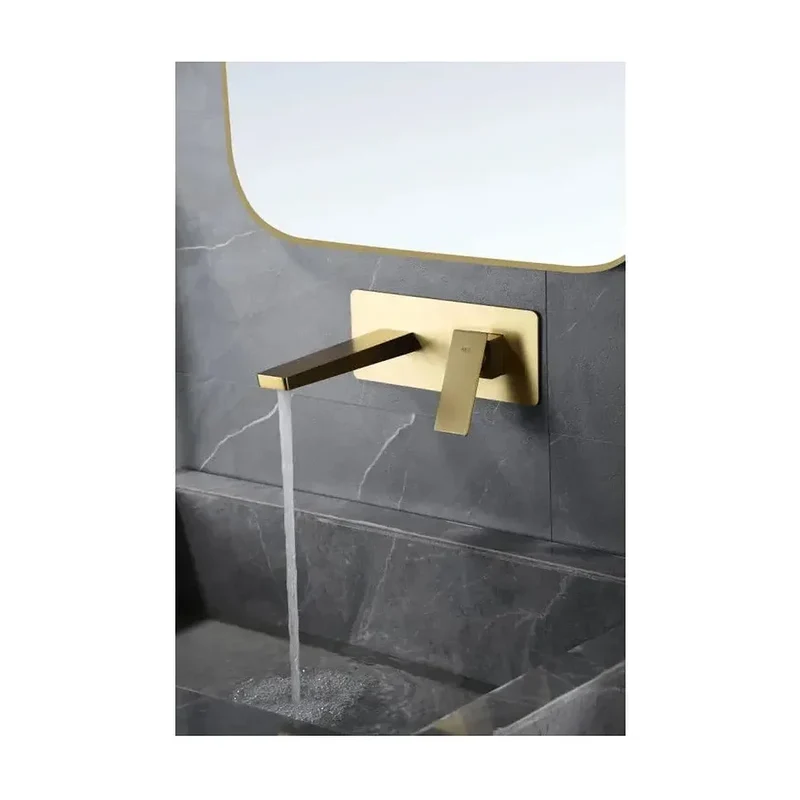 Grifo monomando empotrado para lavabo hecho de latón con acabado oro cepillado Pisa de Imex