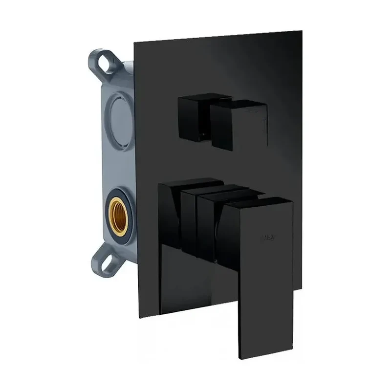 Grifo monomando de pared para ducha de 4 vías fabricado en latón de color negro mate de Imex