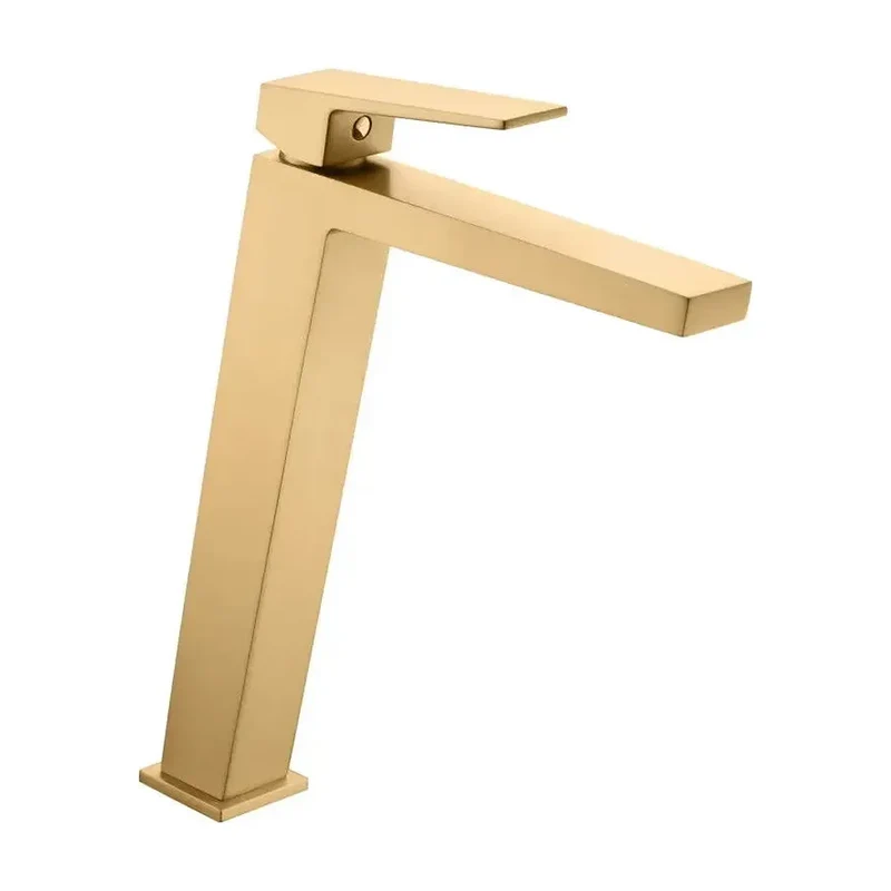 Grifo monomando para lavabo con caño alto hecho de latón con acabado oro cepillado Art de Imex