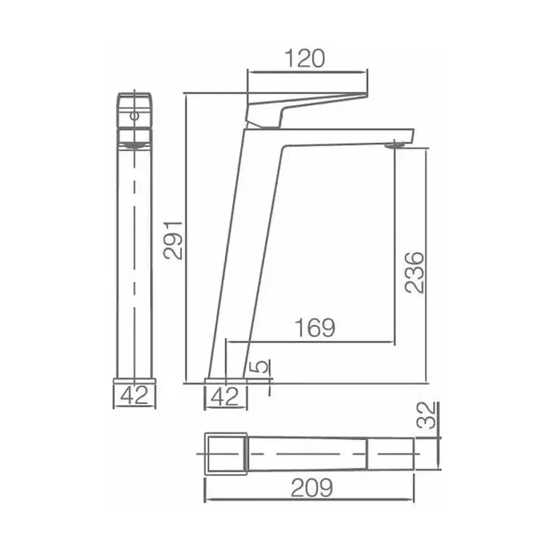 Grifo monomando para lavabo con caño alto hecho de latón con acabado oro cepillado Art de Imex