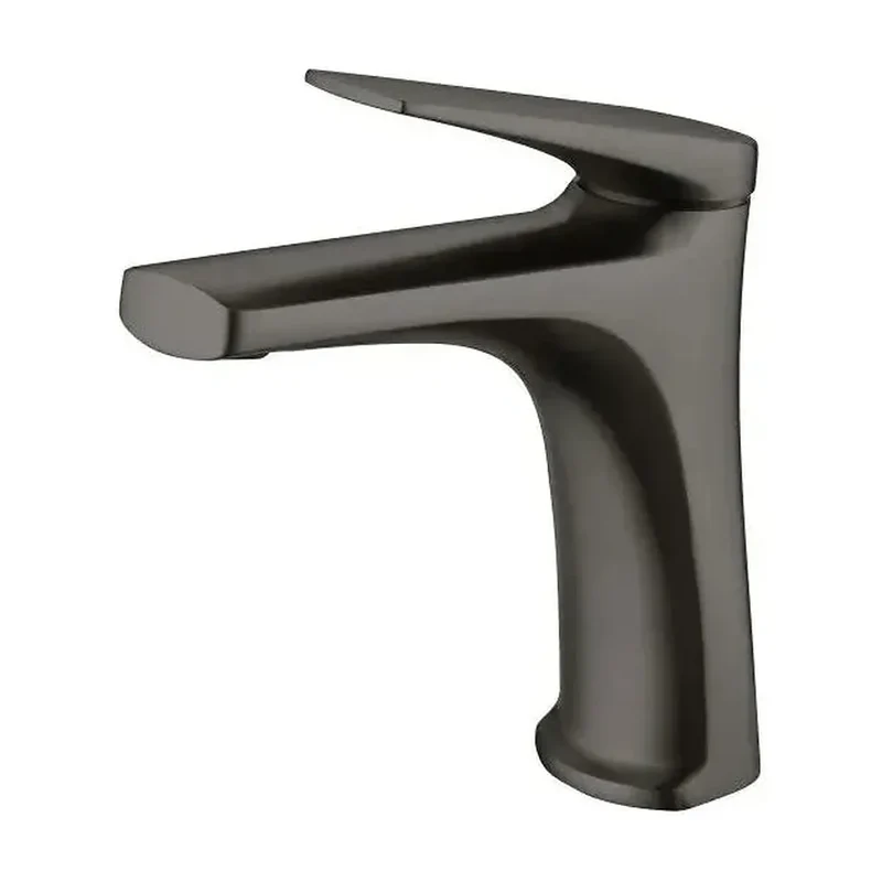 Grifo monomando sobre repisa para lavabo fabricado en latón con acabado negro metalizado Delos de Imex
