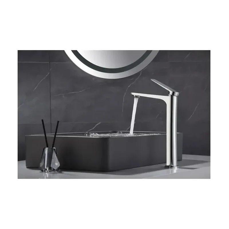 Grifo monomando con caño alto para lavabo fabricado en latón con acabado cromado nápoles Napoles de Imex