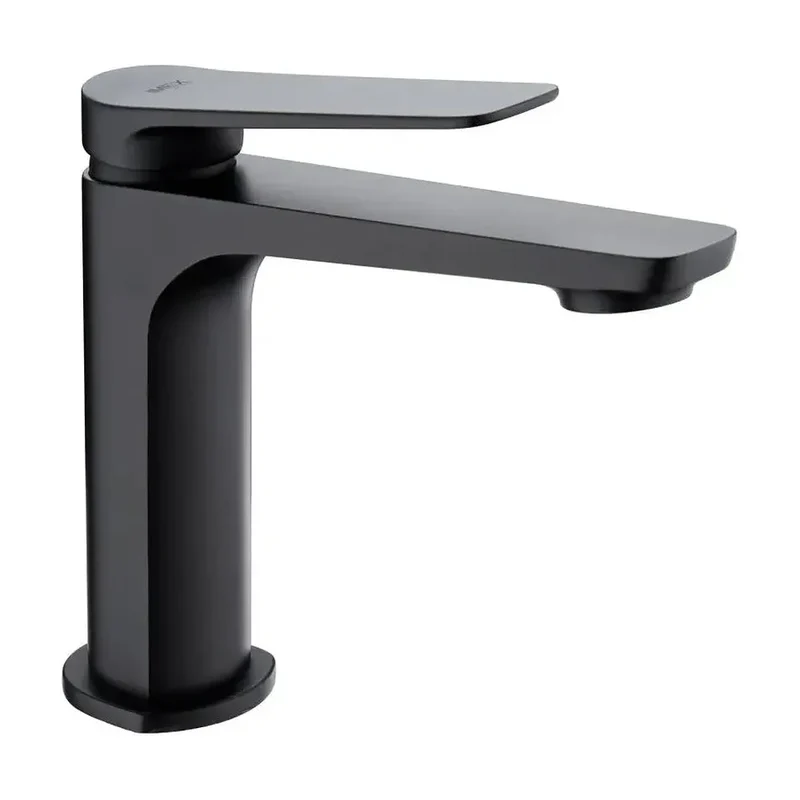 Grifo monomando sobre repisa para lavabo hecho de latón con acabado negro mate Napoles de Imex