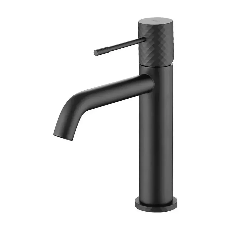 Grifo monomando para lavabo con tecnología cold open hecho de latón con acabado negro mate Genova de Imex