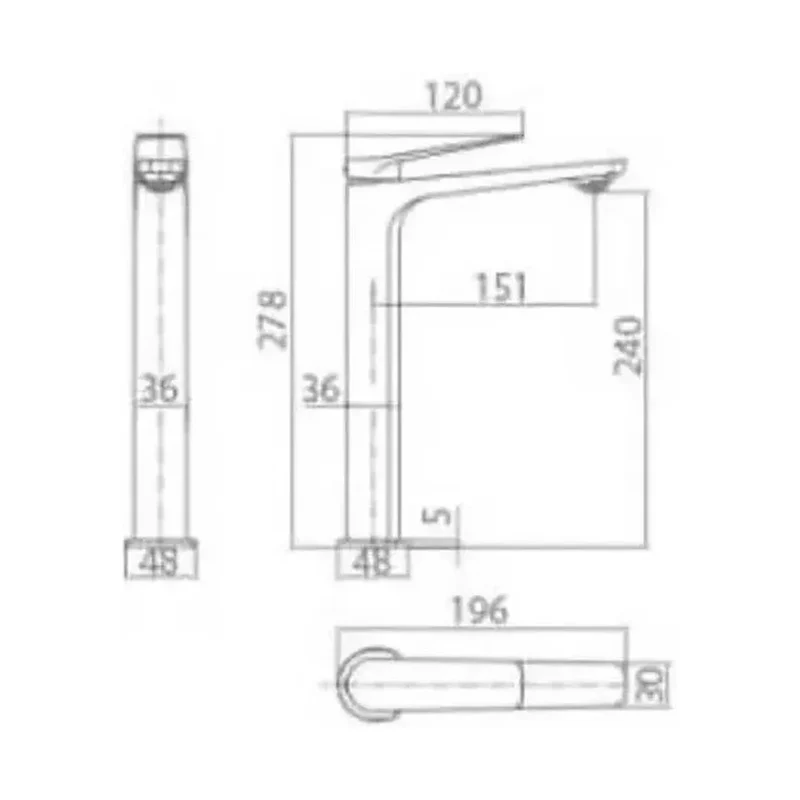 Grifo monomando con caño alto para lavabo en latón con acabado oro cepillado Napoles de Imex
