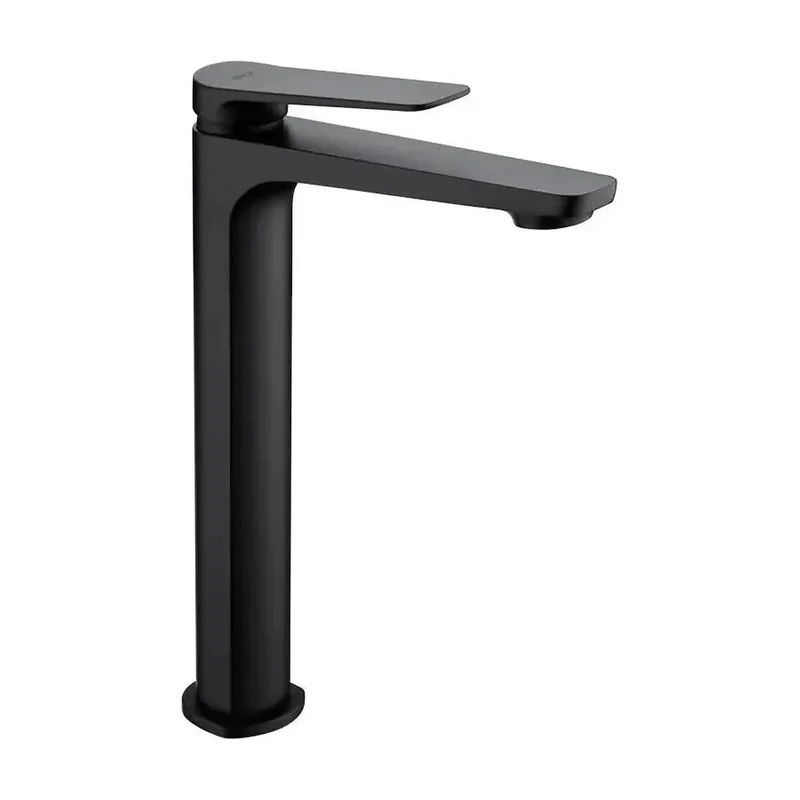 Grifo monomando con caño alto para lavabo fabricado en latón con acabado negro mate Napoles de Imex
