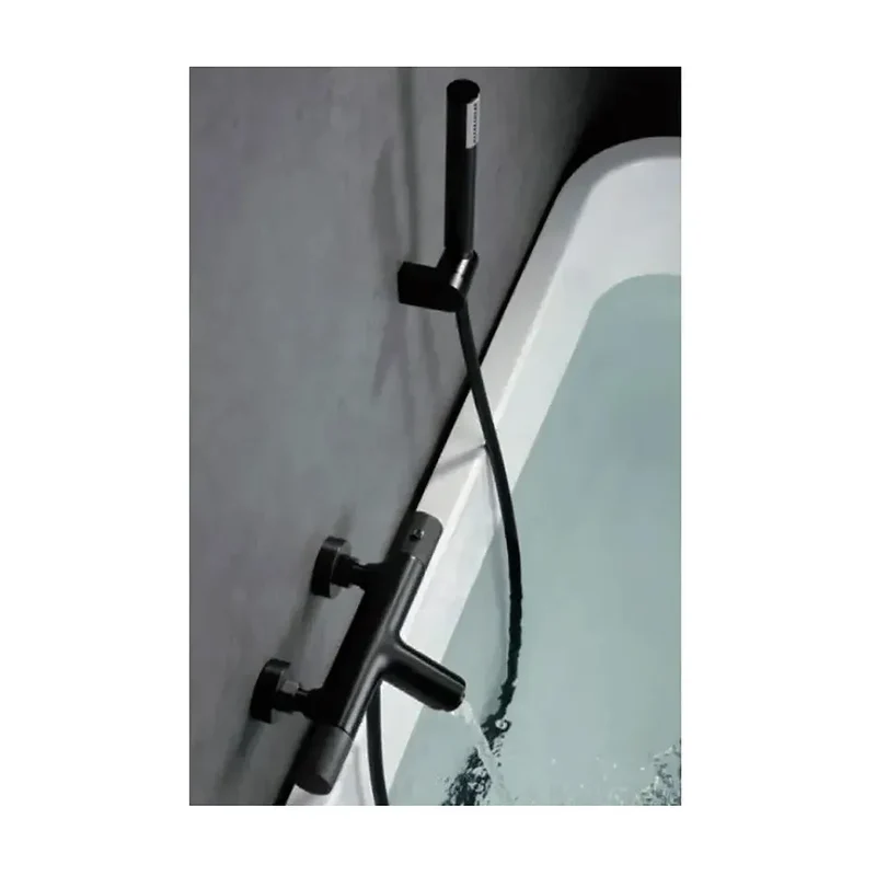 Grifo de bañera y ducha termostático de diseño elegante en color black gun metal Line de Imex