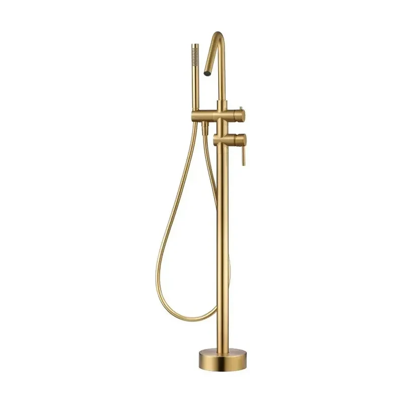 Grifo monomando de bañera con ducha de mano fabricado en latón con acabado oro cepillado Corcega de Imex