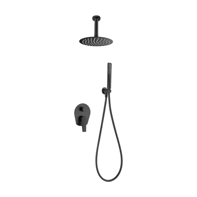 Conjunto de ducha monomando empotrado con mango y rociador acabado negro mate paros Delos de Imex