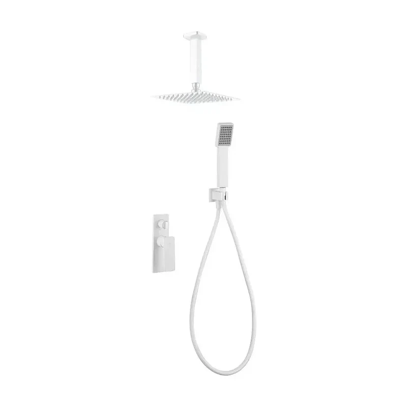 Conjunto de ducha empotrada monomando fabricada en latón cuenta con acabado de color blanco mate nadi Fiyi de Imex
