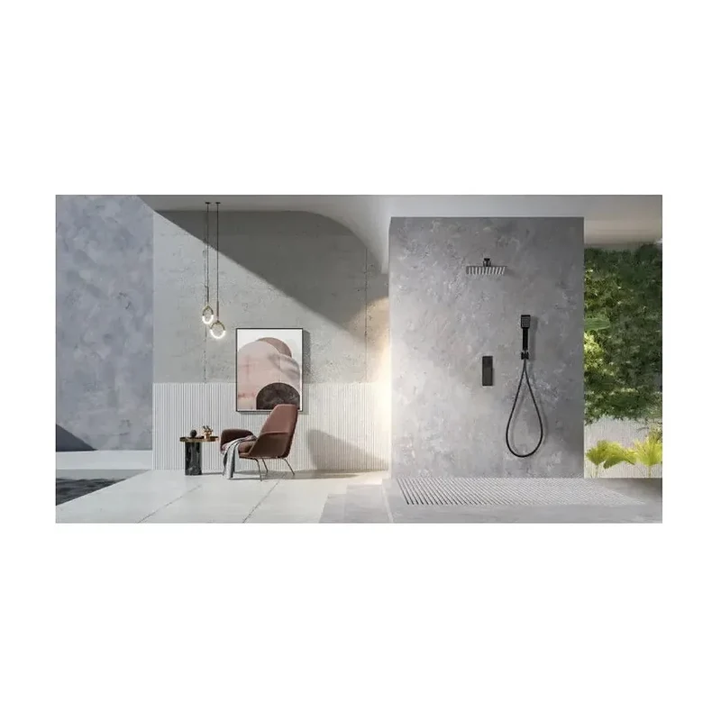 Conjunto de ducha monomando empotrado con mango y rociador acabado negro mate Fiyi de Imex