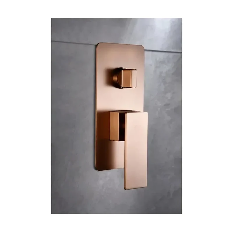 Conjunto de ducha monomando empotrado con mango y rociador acabado oro rosa cepillado Pisa de Imex