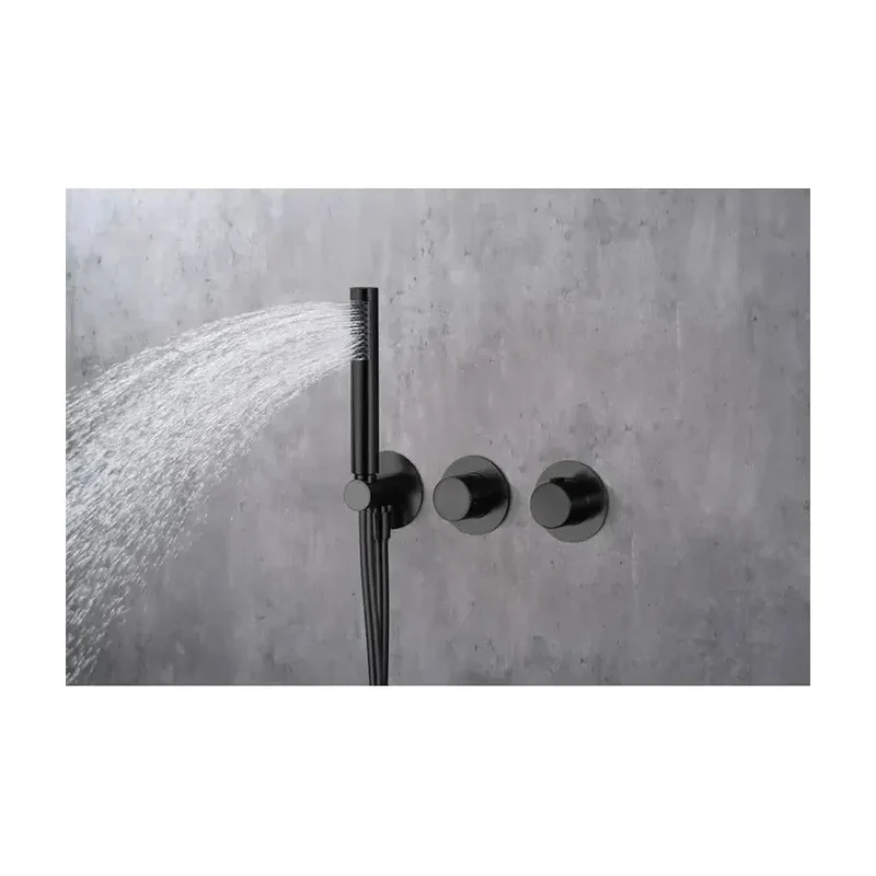 Conjunto de ducha termostático empotrado con rociador a pared o a techo acabado negro mate assen de Imex
