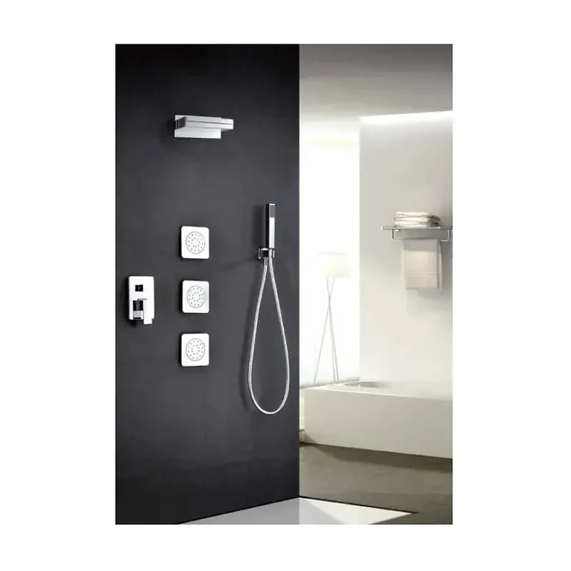 Conjunto de ducha para pared de acabado cromado con un diseño moderno Formentera de Imex