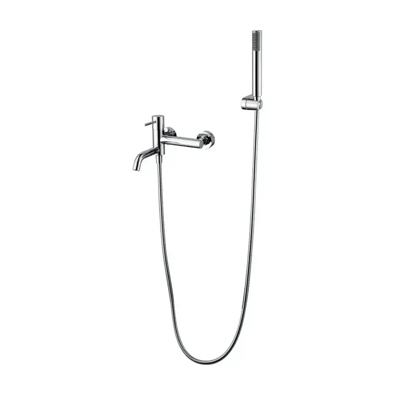 Conjunto de grifo monomando y ducha de mano con soporte fabricado en latón y pvc cromado Monza de Imex