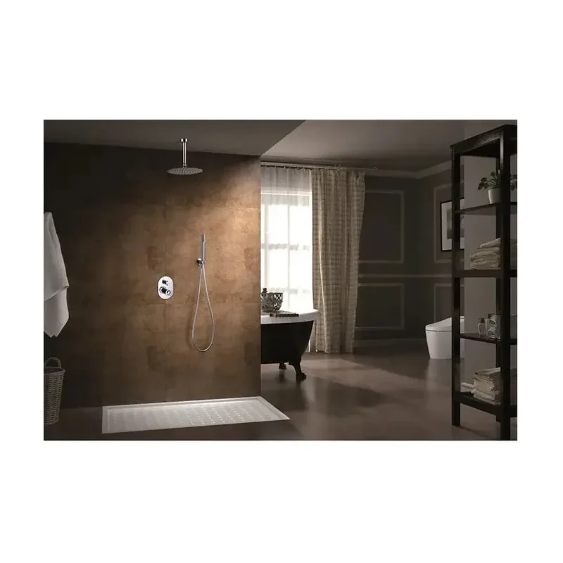 Conjunto para ducha de pared con un diseño moderno de acabado cromado vesubio Olimpo de Imex