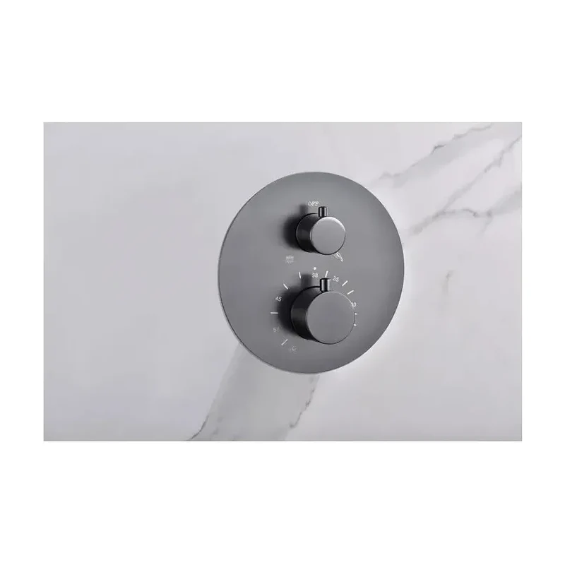 Conjunto de grifo termostático empotrado de 2 vías y ducha de mano con acabado black gun metal Monza de Imex