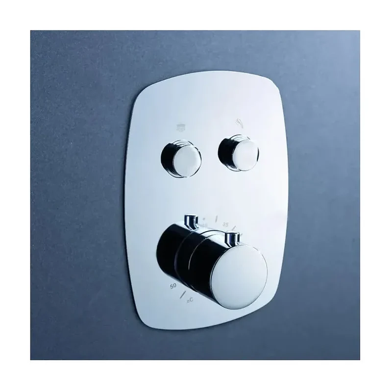 Conjunto termostático de 3 módulos para ducha de diseño moderno con un acabado cromado feroe Hidra de Imex