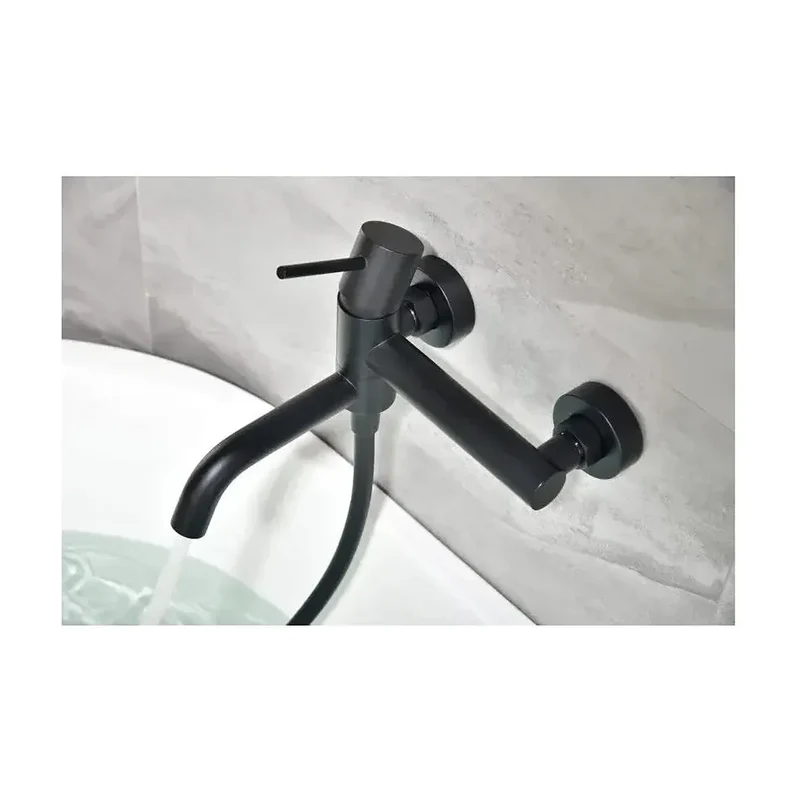 Conjunto de grifo monomando y ducha de mano fabricado en latón y abs con acabado negro mate Monza de Imex