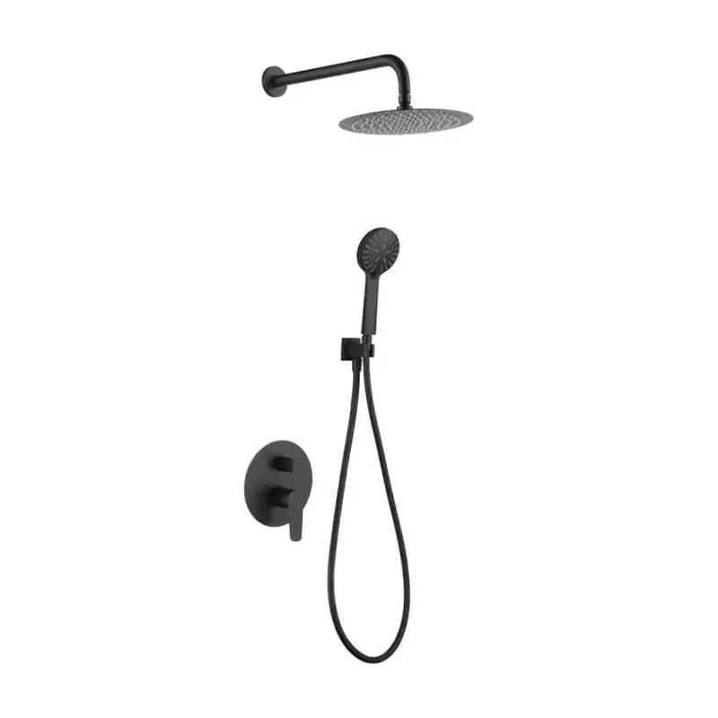 Conjunto de ducha monomando empotrado de acero inoxidable y latón con acabado negro mate Belgica de Imex
