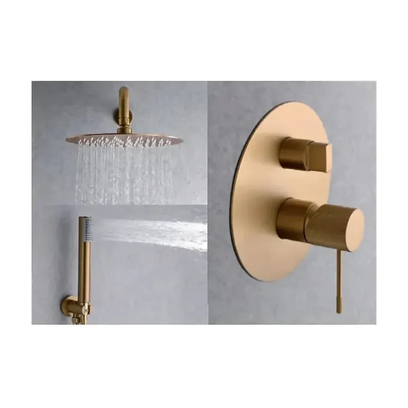 Conjunto de ducha monomando con un diseño moderno de color oro cepillado top Line de Imex