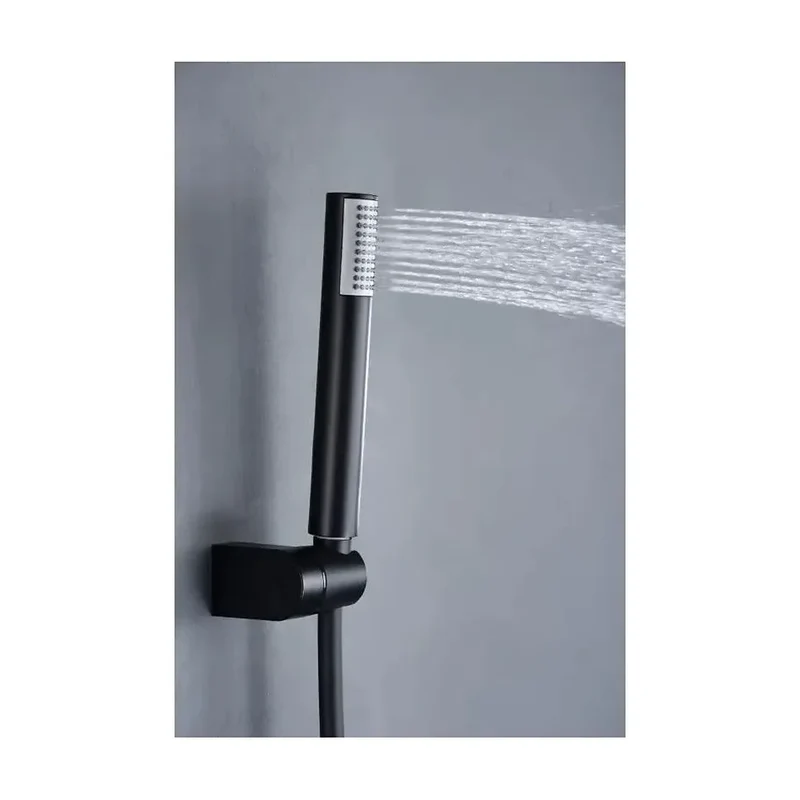 Conjunto de grifo monomando con ducha de mano fabricados en latón con acabado negro mate Monza de Imex