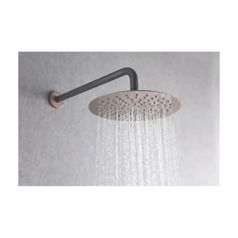 Conjunto para ducha termostática empotrado de acabado gris mate y champagne Line de Imex