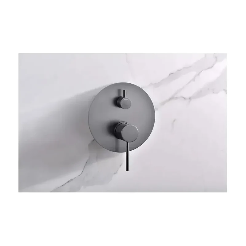 Conjunto de grifo empotrado de 2 vías con ducha de mano fabricado en acero y latón black gun metal monza de Imex
