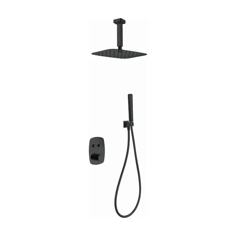 Conjunto termostático de 3 módulos para ducha de diseño moderno con un acabado negro mate Hidra de Imex