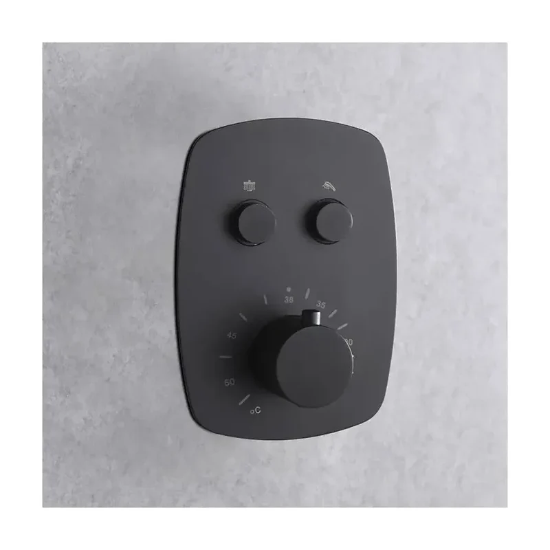 Conjunto termostático de 3 módulos para ducha de diseño moderno con un acabado negro mate Hidra de Imex